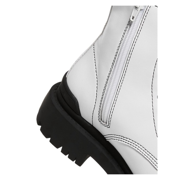 NEW Aqua White Leather Combat Boots - Picture 3 of 9